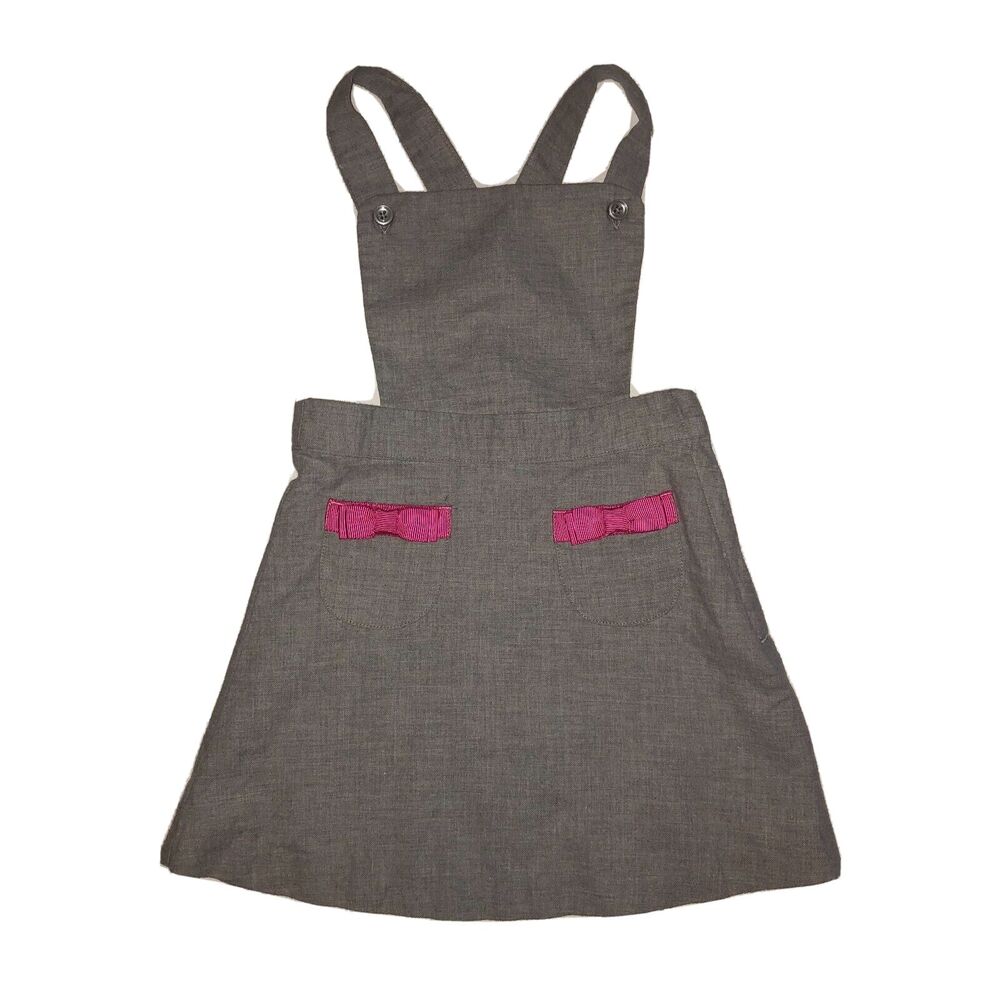 Janie and Jack Girls Jumper Dress 18-24 Months Gray Pink Bows
